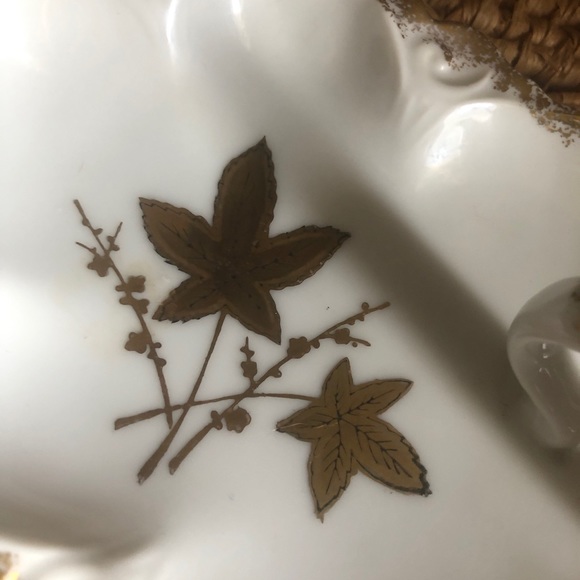 Lefton China Gold Maple Leaf Porcelain Finger Tray #5763 Hand-Painted - Picture 8 of 12